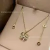 Bv Produto Novo de Alto Padrão Diamante Azul Principal Moinho de Vento Flor Flor Eterna Colar para Mulheres, Pingente de Flor, Trevo de Quatro Folhas, Corrente para Clavícula com Acabamento Exquisito