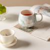 Caneca de Cerâmica Miyan para Separação de Água e Chá Caneca de Cerâmica Pintada à Mão com Filtro e Tampa Caneca de Chá para Escritório Copo para Beber