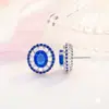Venta en vivo de una generación de pendientes de diamantes azules tesoro llenos de diamantes pendientes de lujo Red roja con pendientes de zafiro anillo