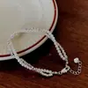 Colar Elegante e Moderno de Pérolas Prateadas Quebradas Enrolado e Empilhado, Pulseira de Luxo Leve de Nicho, Joias da Moda