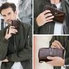Fábrica Ángel Negro Suministro Moda Casual Cuero Cartera para Hombre con Correa de Muñeca Bolso con Cremallera Manual Transfronterizo Cabello