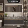 Lavabo de Cerámica Pizarra Sin Costuras Gabinete de Baño Simple Lavabo de Baño de Lujo Ligero Combinación de Gabinete con Lavabo Espejo de Baño