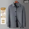 Abrigo de lana reversible para hombres de mediana edad, talla grande, de longitud media, gabardina de lana informal de negocios para otoño e invierno