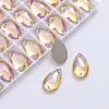Cristal de Vidrio Ab Color Gota de Agua K9 de Alta Calidad Fondo Plano Doble Agujero Pedrería Cosida a Mano Accesorios para Joyería DIY, Accesorios para Bolsos y Ropa
