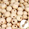 Pacote pequeno transfronteiriço cor de madeira pequeno furo contas de madeira bola de madeira contas de madeira feitas à mão bola de contas de madeira DIY bola de contas de madeira de lótus