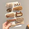 Pinzas para el pelo de felpa de color marrón melardo para otoño e invierno, pinzas laterales, accesorios para el pelo para niñas, pinzas BB, pasadores