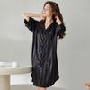 Camisón de seda de hielo para mujer, cárdigan de verano fino de seda sintética con mangas cortas, vestido holgado de talla grande, vestido midi sexy