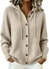 2026 Cárdigan con capucha de punto abotonado europeo y americano, chaqueta suéter, nueva moda casual de color liso para otoño e invierno, ropa para mujer