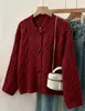 Nuevo cárdigan de punto trenzado vintage para mujer Otoño/Invierno 2026, cuello redondo, botón de cuerno, abrigo suéter suave y grueso