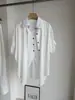 [Bizheng] Nuevo Estilo de Moda Coreana Verano 2026 Camisa Falsa de Dos Piezas Holgada Transpirable Delgada Versátil de Manga Enrollada 7085