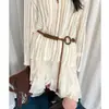 Cuerda de cintura tejida con cuentas bohemia para mujer, estilo étnico, empalme con falda, cinturón adelgazante versátil casual con borlas, moderno