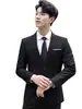 Jaqueta de Terno Business Casual Elegante Masculina Cor Lisa Slim Formal Dois Botões Terno Britânico para Noivo Verão