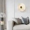 Lámpara de Pared Redonda de Mármol Natural Nórdica Simple de Gama Alta Creativa para Pared de Fondo de Sala de Estar Pasillo Pasillo Lámpara de Pared Tela