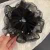 Elástico de Cabelo Elegante Estilo Coreano com Renda e Pérolas, Estilo Despojado, Tamanho Grande, Prendedor de Cabelo Simples e Sofisticado, Acessório de Cabelo Muito Bonito para Mulheres
