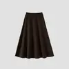 [Dos Largos de Falda + Acetato de Lana] Faldas de Otoño e Invierno para Mujer Mostrando Estilo Francés Negro Elegante Faldas Largas