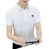 Camisa Polo Vintage para Hombre 2025 Verano Nueva Color Sólido Cuello Alto Moderna Camisa de Media Manga Top Camiseta Moderna de Manga Corta