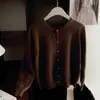 Nuevo cárdigan de punto gris para mujer, prenda de abrigo de otoño con un diseño elegante, suéter fino de manga larga para principios de otoño