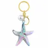 Llavero de Estrella de Mar Colorida Serie Oceánica Transfronteriza Colgante de Concha Degradado Acrílico Souvenir de Viaje a la Costa Regalo