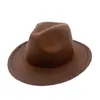 Sombrero de Gamuza de Ala Ancha Grande de 9.5cm al por Mayor Europeo y Americano, Sombrero Moderno y Sencillo, Sombrero de Jazz de Ala Ancha Grande con Copa en Forma de Corazón de Durazno
