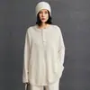 Nova Coleção Outono e Inverno de Tricô de Caxemira para Mulheres, Gola Redonda, Solto, Casual, Moderno, Estilo Simples, Tricô de Caxemira com Camada Interna