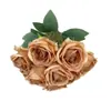 Ramo Artificial de Rosas de Múltiples Cabezas, Flores Falsas de Comercio Exterior, Ramo de Mano para Bodas, Sala de Estar, Decoración de Mesa de Comedor, Arreglo Floral