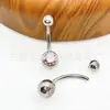 Piercing de umbigo com dentes internos de titânio F136, cabeça dupla, bainha, diamante, zircônia, corpo de liga de titânio G23, joia para piercing, pino de umbigo