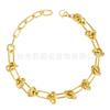 Pulseira corrente de corda de design de moda europeu e americano em aço titânio banhado a ouro 18K, pulseira de estilo INS de marca de moda personalizada B202186