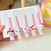 Presilha de cabelo de gato KT com expressão engraçada de desenho animado, presilha jacaré rosa, presilha doce para franja, acessório de cabelo adorável