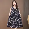 Vestido de Algodão e Seda de Verão Feminino que Cobre a Barriga Roupa de Casa Pijama Tamanho Plus Lança Solta com Bolsos Pode Ser Usado Fora