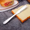 Faca de Manteiga Dourada Serrilhada de Aço Inoxidável Transfronteiriça com Furo Faca de Queijo Espátula de Geleia Faca de Confeitar Ferramenta de Espalhar para Comida Ocidental