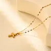 Collar Cruzado de Venta Caliente Transfronterizo Europeo y Americano Estilo Ins Cadena de Clavícula de Moda de Gama Alta Collar de Acero Inoxidable Dorado de 18 Quilates para Mujer