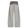 Pantalones Anchos de Retazos a Cuadros Retro Americanos Grises para Hombres y Mujeres, Nuevo Estilo Primavera y Otoño, Sueltos, Caídos, con Cordón, Casuales, Largos