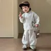 Primavera 2026 Nuevo Estilo Traje Sencillo Estilo Coreano para Bebé Niño Sudadera de Manga Larga Pantalones Casuales de Moda Conjunto de Dos Piezas de Primavera para Bebé