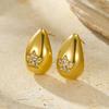 Pendientes de acero inoxidable con forma de gota de diamante de moda europea y americana, con personalidad de hip hop, pendientes de acero de titanio con forma de estrella de cinco puntas para mujer
