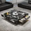 Mesa de Centro de Ardósia para Sala de Estar, Combinação Minimalista Moderna de Luxo Leve Estilo Italiano, Mesa Quadrada Doméstica de Modelo Novo para Apartamento Pequeno de Alto Padrão, Popular Online