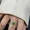Novo design de produto com diamante verde incrustado com diamante completo, anel de luxo leve e elegante para meninas, pulseira de dedo indicador personalizada