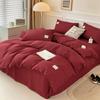 Juego de cama de cuatro piezas de color sólido lijado suave para la piel, funda de edredón doble individual de tres piezas de algodón lavado al agua, una generación de pelo