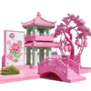 Expositores Decorativos Comerciais, Arte Floral Rosa, Pavilhões Estilo Antigo, Fábrica de Produção de Adereços Fotográficos da Moda