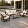 Juego de Sofás de Aluminio para Exteriores Color Café Personalizado con Cojines Impermeables y Resistentes al Sol para Patio, Villa y Jardín de Bed & Breakfast