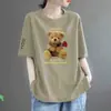 Camiseta Feminina Manga Curta Imitação de Algodão Verão 2024 Nova Solta Plus Size Meninas Cheinhas Modeladora Cobertura da Barriga Top Camiseta Manga Curta