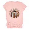 Amazon eBay estação europeia moda casual elegante feminina estampa de abóbora gola redonda manga curta camiseta camisa base