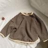 Sudadera de Otoño Nueva Estilo Coreano Gl-Kids con Ribete a Rayas, Suéter Unisex Holgado de Manga Larga a Rayas