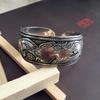 Pulsera Étnica Retro Plata Estilo Europeo y Americano Grabada Abierta Ancha Moda Personalidad Plata Miao Hacer Vieja Joyería Antigua