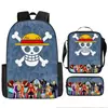 Mochila Escolar Exclusiva One Piece Três Peças Conjunto Mochila Rei do Mar Grande Capacidade Mochila para Aluno do Ensino Médio