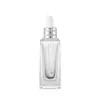 Botella cuentagotas de vidrio transparente de 30 ml, botella vacía dispensadora de sérum de aceite esencial de fondo grueso, material de empaque cosmético
