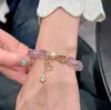 Pulsera de Calabaza de Amatista Boliviana Natural con Cuentas Moda Femenina Para el Trabajo Perla de Agua Dulce Cristal Rosa Pulsera