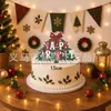 Banderín navideño y de cumpleaños transfronterizo en tonos verde fresco, banderín de letras, adorno colgante en espiral, topper para pastel y arreglo decorativo