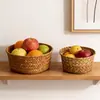Cesta de Armazenamento Tecida com Algas Marinhas Naturais Porta-Lanches Frutas Secas Redonda para Mesa de Escritório Entrada Porta-Chaves Cesta de Armazenamento para Diversos