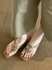 Pantuflas de Tacón Medio con Tira de Dedo y Pedrería 'First Encounter Season Retro Fireworks' para Mujer, Nuevas Sandalias Transpirables de Verano