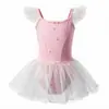 Vestido de práctica de baile para niñas con tirantes, pedrería de copo de nieve, falda de tutú de malla, vestido de ballet para actuación escénica infantil